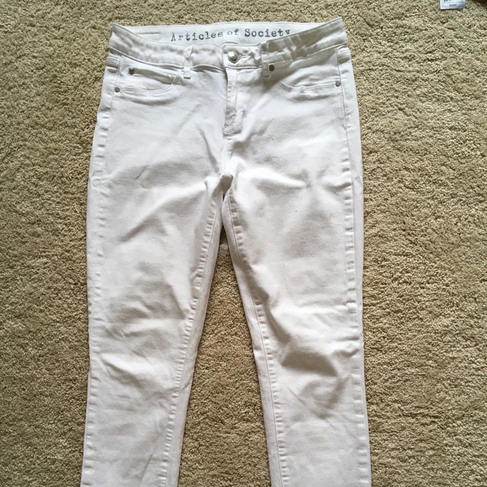 Articles of Society stretch white denim